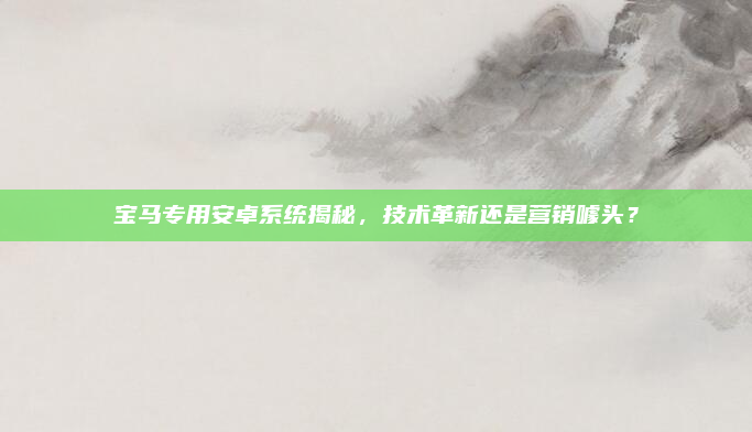 宝马专用安卓系统揭秘，技术革新还是营销噱头？