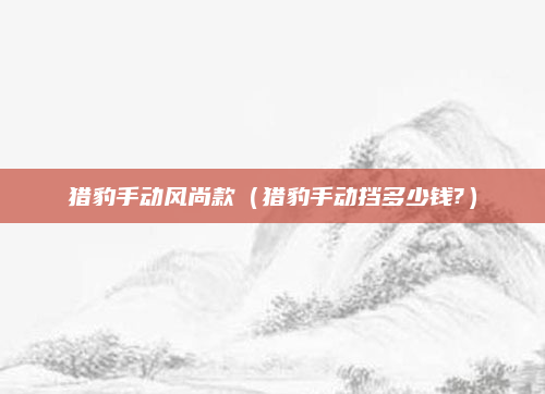 猎豹手动风尚款(猎豹手动挡多少钱?)