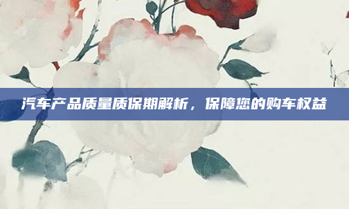汽车产品质量质保期解析,保障您的购车权益