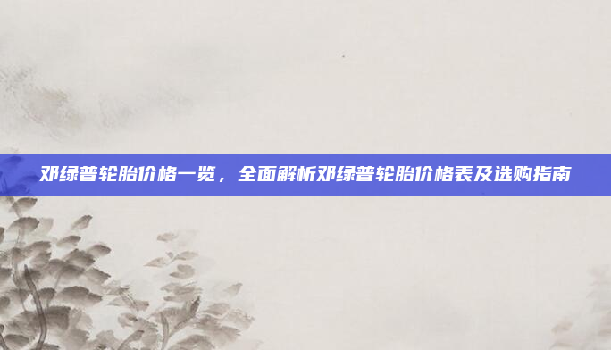 邓绿普轮胎价格一览,全面解析邓绿普轮胎价格表及选购指南