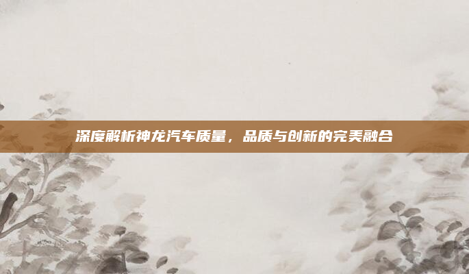 深度解析神龙汽车质量,品质与创新的完美融合