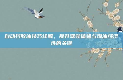 自动挡收油技巧详解，提升驾驶体验与燃油经济性的关键