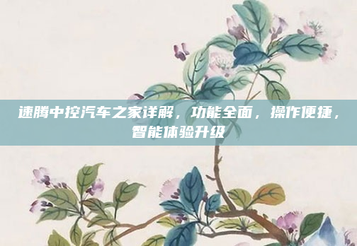 速腾中控汽车之家详解，功能全面，操作便捷，智能体验升级
