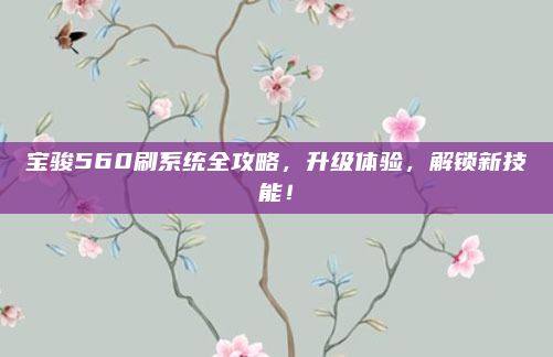 宝骏560刷系统全攻略,升级体验,解锁新技能!