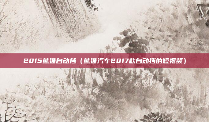 2015熊猫自动挡(熊猫汽车2017款自动挡的短视频)