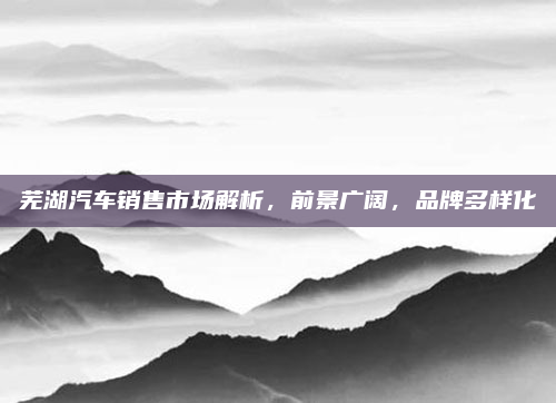 芜湖汽车销售市场解析,前景广阔,品牌多样化