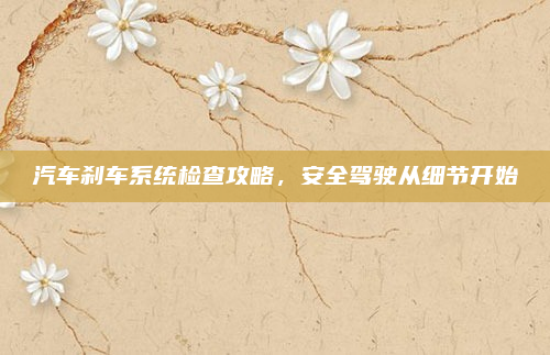 汽车刹车系统检查攻略,安全驾驶从细节开始