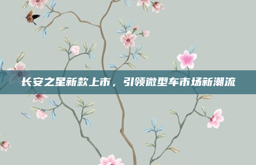 长安之星新款上市，引领微型车市场新潮流