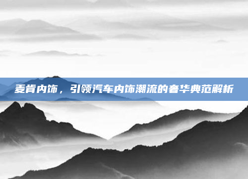 麦肯内饰,引领汽车内饰潮流的奢华典范解析