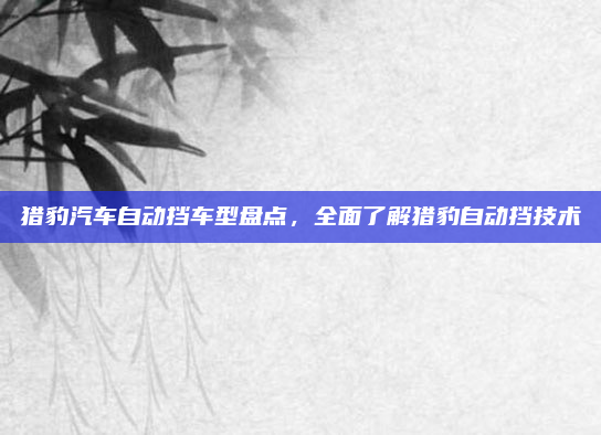 猎豹汽车自动挡车型盘点，全面了解猎豹自动挡技术