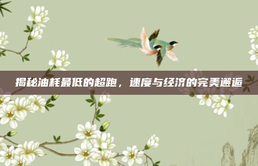 揭秘油耗最低的超跑，速度与经济的完美邂逅