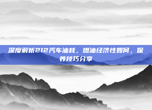深度解析212汽车油耗,燃油经济性如何,保养技巧分享