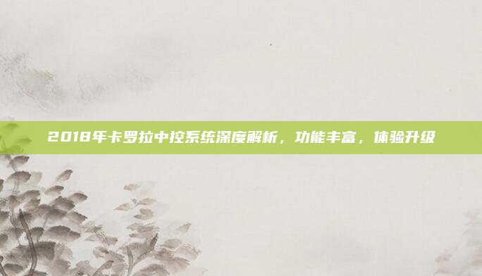 2018年卡罗拉中控系统深度解析，功能丰富，体验升级