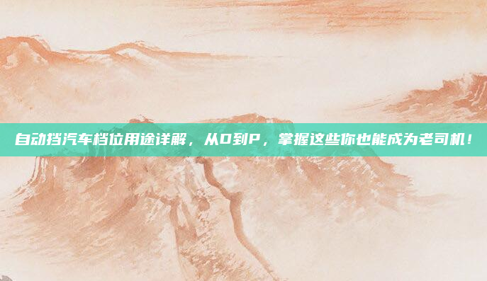 自动挡汽车档位用途详解，从D到P，掌握这些你也能成为老司机！