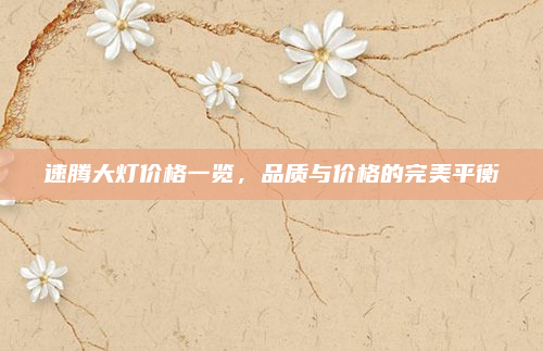 速腾大灯价格一览，品质与价格的完美平衡
