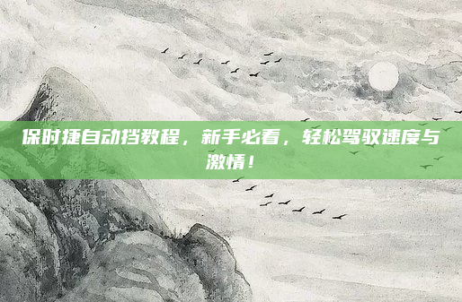 保时捷自动挡教程,新手必看,轻松驾驭速度与激情!