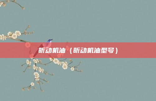 昕动机油(昕动机油型号)