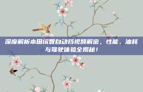 深度解析本田缤智自动挡视频解密,性能、油耗与驾驶体验全揭秘!