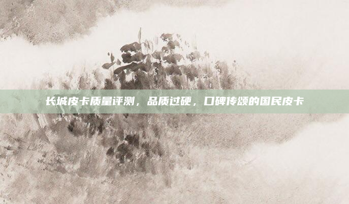 长城皮卡质量评测，品质过硬，口碑传颂的国民皮卡
