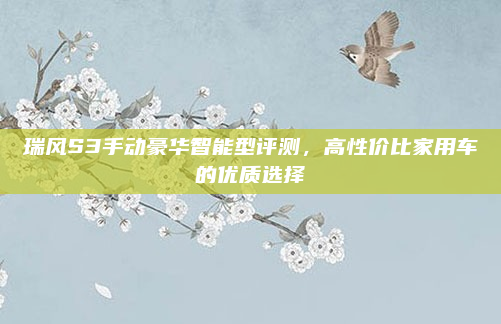 瑞风S3手动豪华智能型评测，高性价比家用车的优质选择