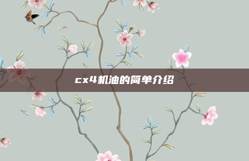 cx4机油的简单介绍