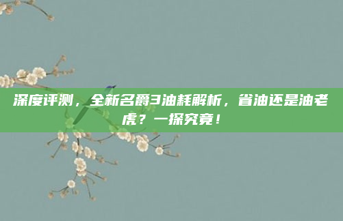 深度评测，全新名爵3油耗解析，省油还是油老虎？一探究竟！