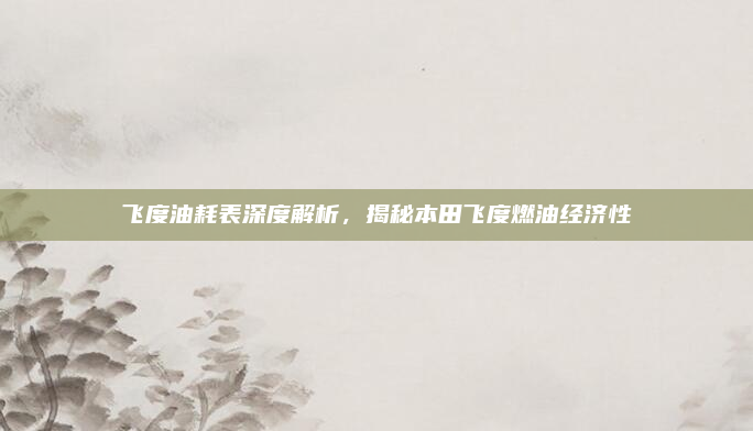 飞度油耗表深度解析,揭秘本田飞度燃油经济性