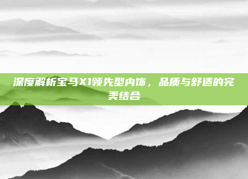深度解析宝马X1领先型内饰，品质与舒适的完美结合