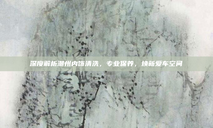 深度解析潮州内饰清洗,专业保养,焕新爱车空间