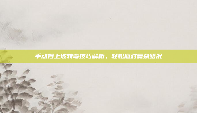 手动挡上坡转弯技巧解析,轻松应对复杂路况