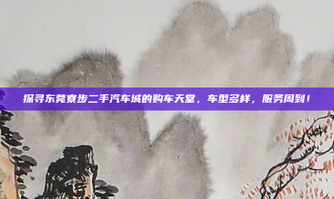 探寻东莞寮步二手汽车城的购车天堂,车型多样,服务周到!