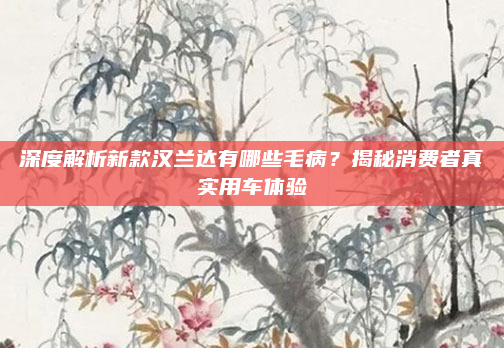 深度解析新款汉兰达有哪些毛病?揭秘消费者真实用车体验