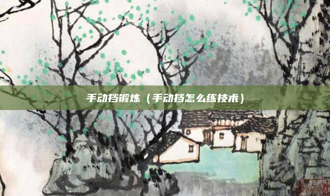 手动挡锻炼(手动挡怎么练技术)