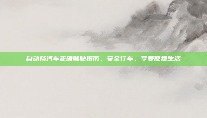自动挡汽车正确驾驶指南,安全行车,享受便捷生活