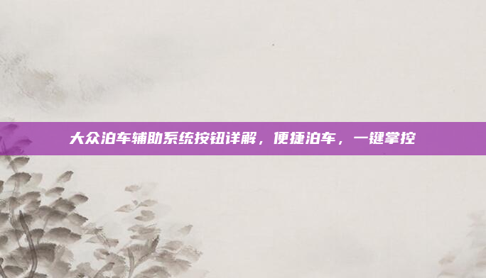 大众泊车辅助系统按钮详解,便捷泊车,一键掌控