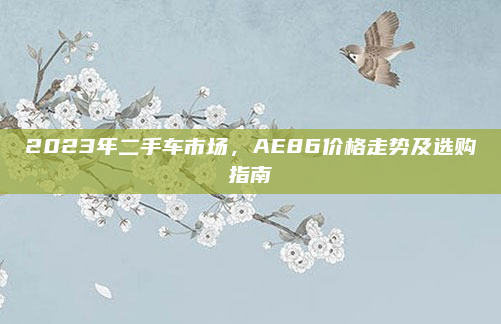 2023年二手车市场,AE86价格走势及选购指南
