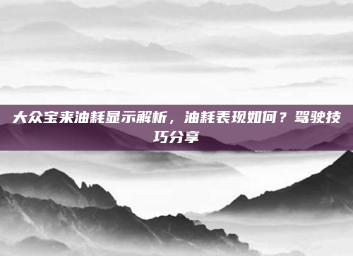 大众宝来油耗显示解析，油耗表现如何？驾驶技巧分享