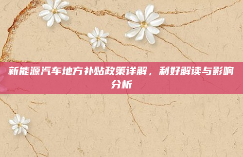新能源汽车地方补贴政策详解,利好解读与影响分析