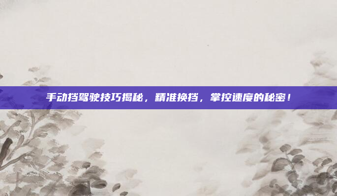 手动挡驾驶技巧揭秘，精准换挡，掌控速度的秘密！