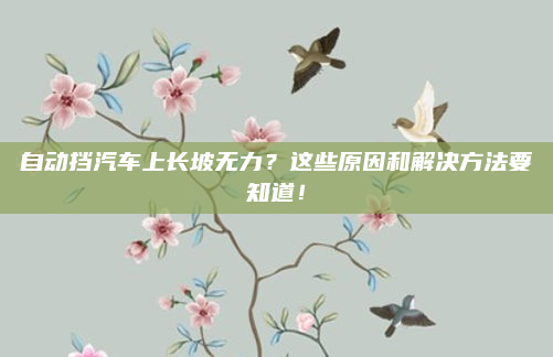 自动挡汽车上长坡无力?这些原因和解决方法要知道!