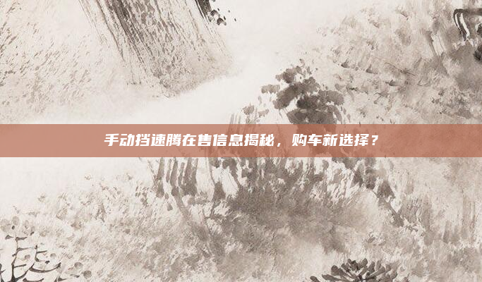 手动挡速腾在售信息揭秘,购车新选择?