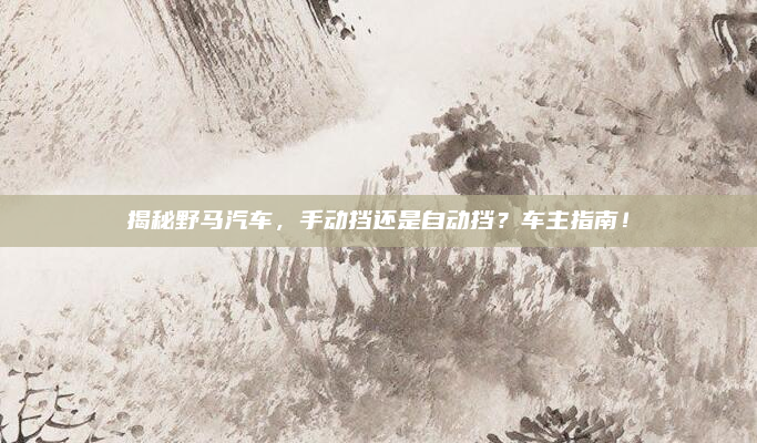 揭秘野马汽车,手动挡还是自动挡?车主指南!
