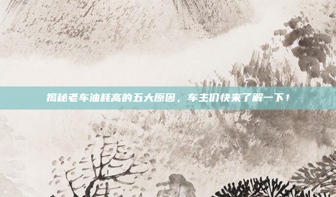 揭秘老车油耗高的五大原因,车主们快来了解一下!