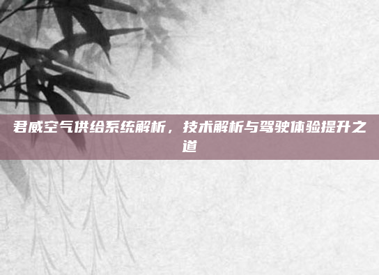 君威空气供给系统解析,技术解析与驾驶体验提升之道
