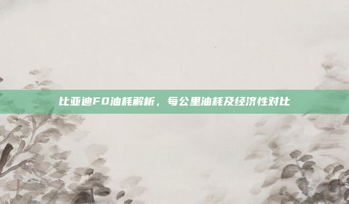 比亚迪F0油耗解析,每公里油耗及经济性对比