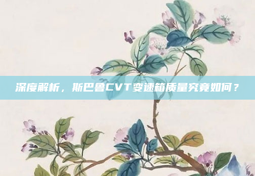 深度解析,斯巴鲁CVT变速箱质量究竟如何?