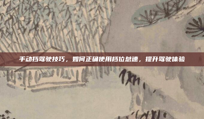 手动挡驾驶技巧，如何正确使用档位怠速，提升驾驶体验