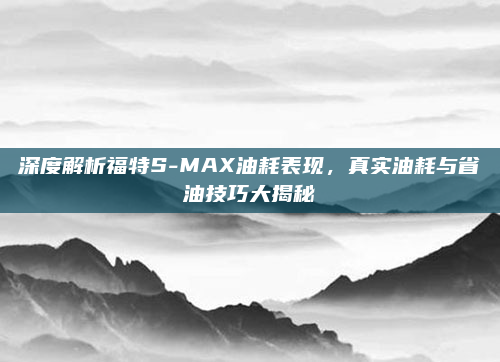 深度解析福特S-MAX油耗表现，真实油耗与省油技巧大揭秘
