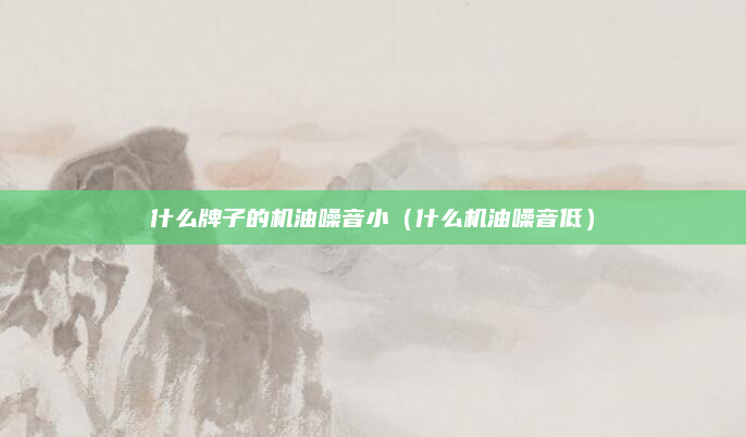 什么牌子的机油噪音小（什么机油噪音低）