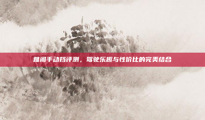雅阁手动挡评测，驾驶乐趣与性价比的完美结合